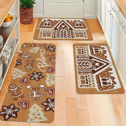Tapis de Sol Anti-Dérapant de Noël Festif