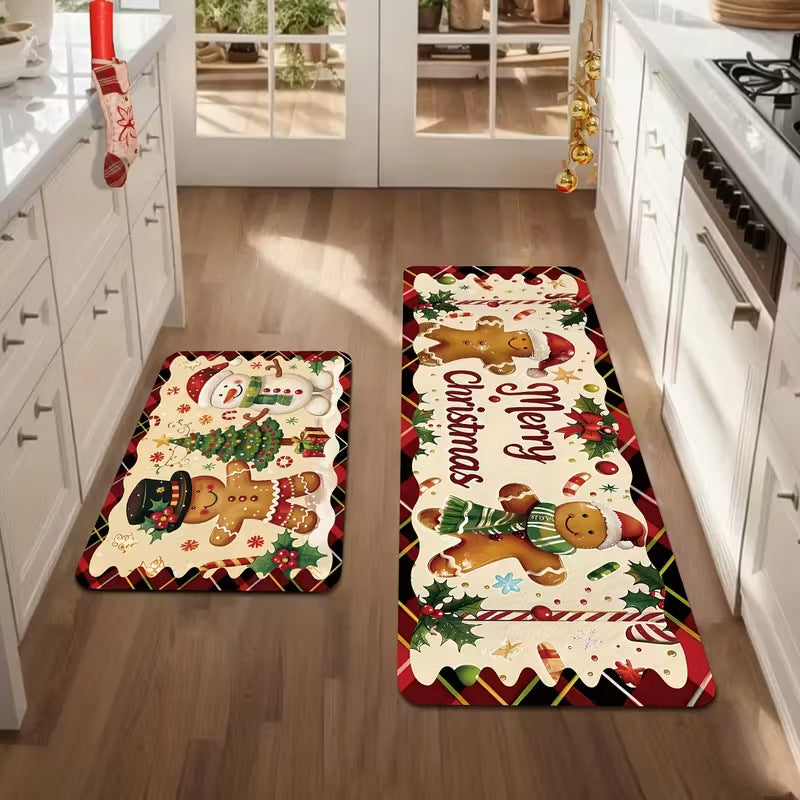 Tapis de Sol Anti-Dérapant de Noël Festif