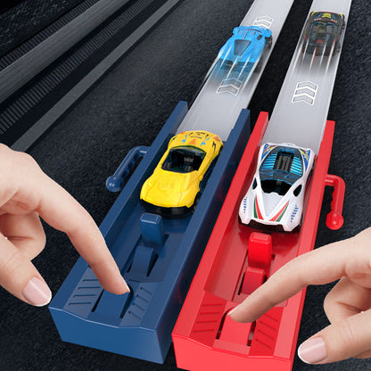 🏎️ 50 % de réduction – Piste de course double lanceur : 110 cm, sans piles, pour 2 joueurs ! ⚡🏆