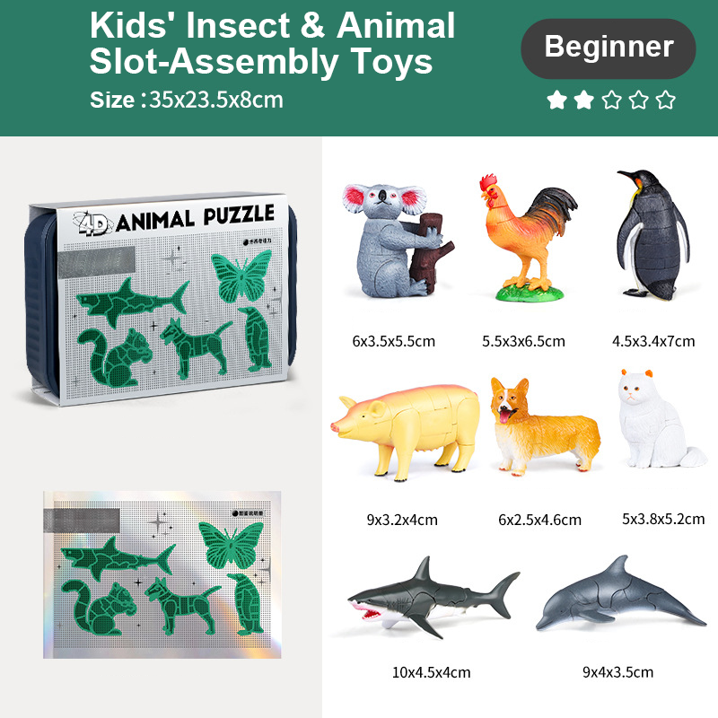 Jouets à assembler pour enfants sur le thème des insectes et des animaux