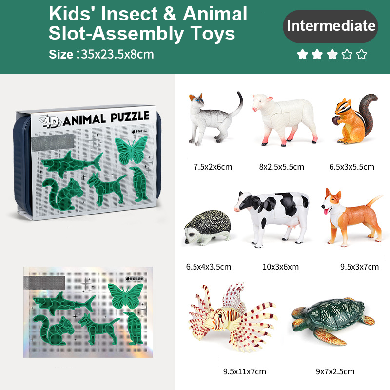 Jouets à assembler pour enfants sur le thème des insectes et des animaux