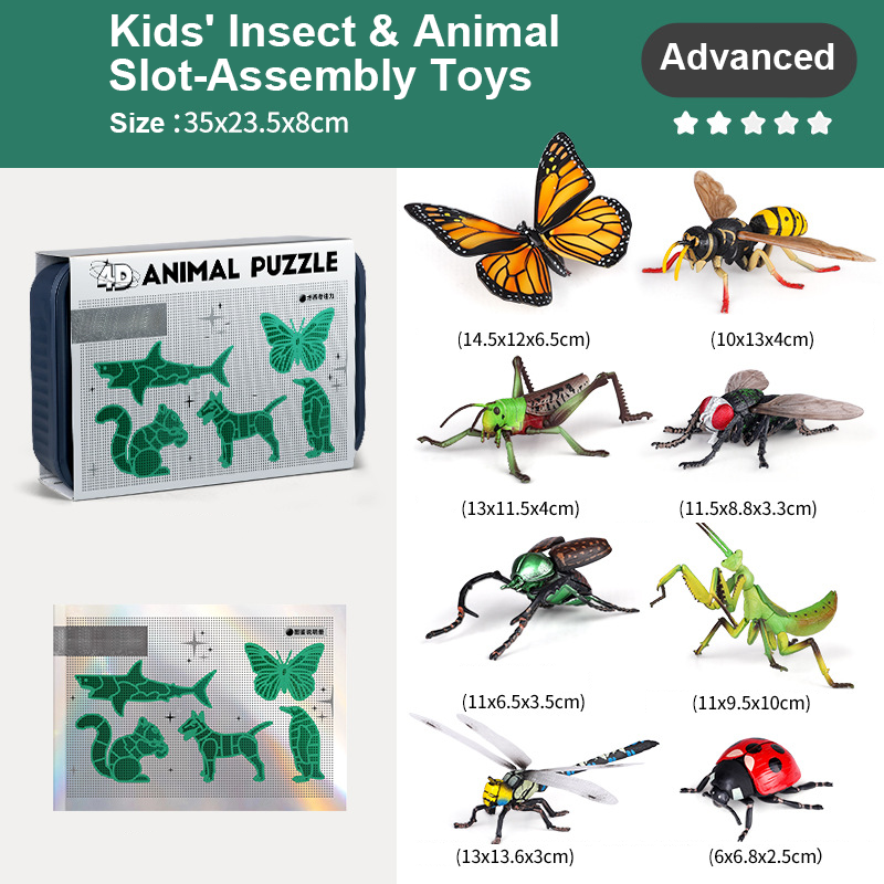 Jouets à assembler pour enfants sur le thème des insectes et des animaux