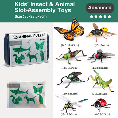 Jouets à assembler pour enfants sur le thème des insectes et des animaux
