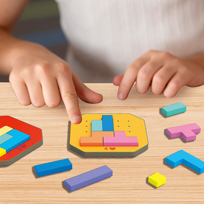 Jeu de Puzzle en Blocs Colorés - Ensemble 128 Pièces