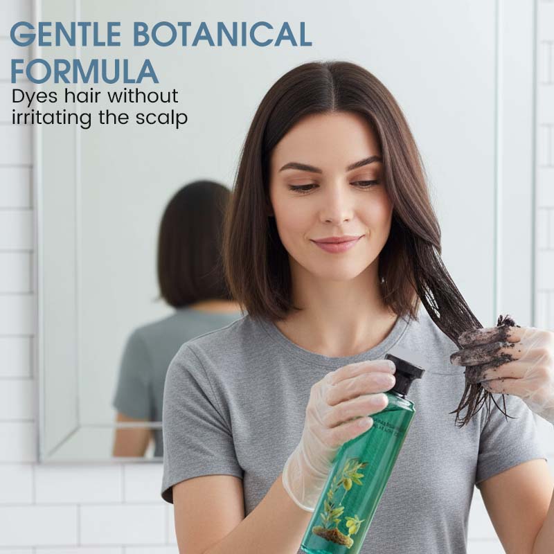🎄 Offre Spéciale de Noël ! 🎁 COLORATION BOTANIQUE - 98% d'Ingrédients d'Origine Naturelle, Couverture des Cheveux Blancs et Brillance Intense, Soin Végétal aux Huiles Essentielles 🌸🧴