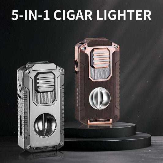 Briquet torche rechargeable 5 en 1 avec coupe-cigare