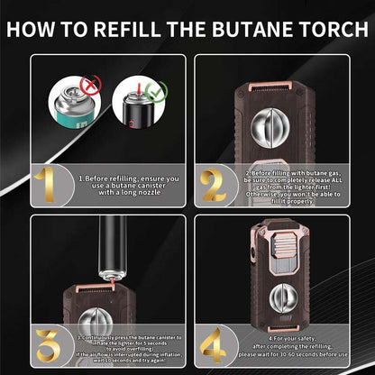 Briquet torche rechargeable 5 en 1 avec coupe-cigare