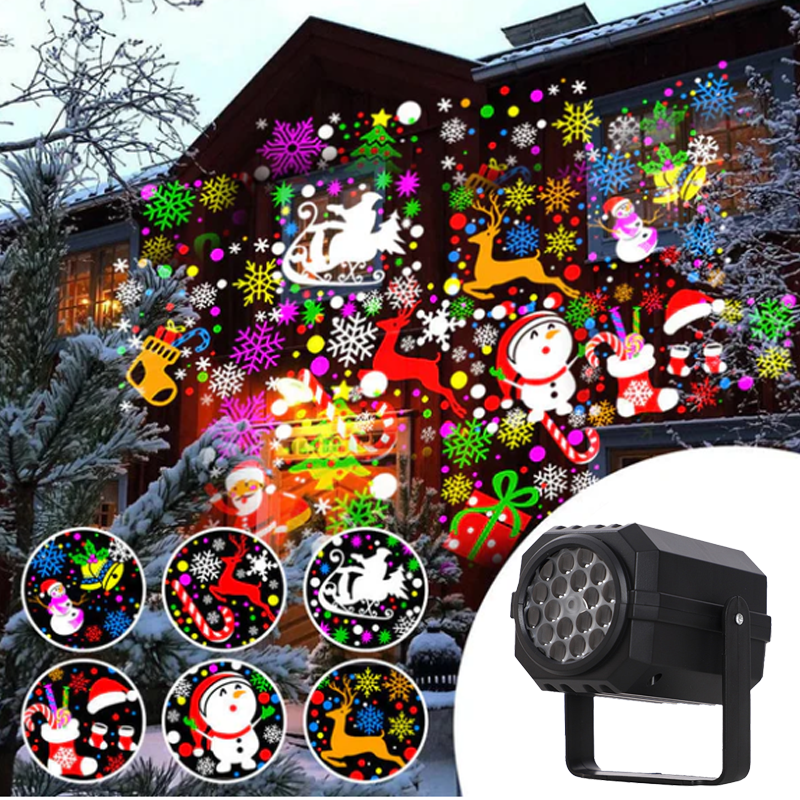 🎄 Promotion Exceptionnelle de Noël🎁Projecteur rotatif LED avec motifs de Noël