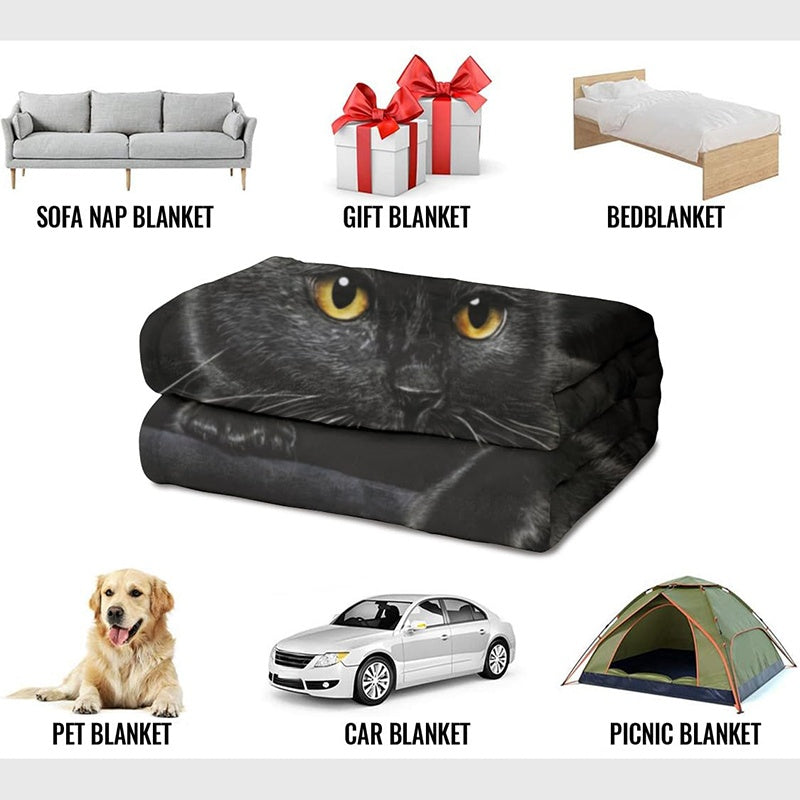 ⏳DERNIER JOUR DES SOLDES 50 % DE RÉDUCTION !⏰🐱Chat noir – Couverture douillette pour toutes les saisons