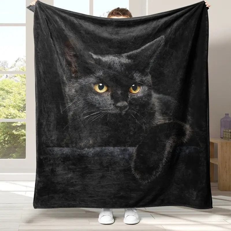 ⏳DERNIER JOUR DES SOLDES 50 % DE RÉDUCTION !⏰🐱Chat noir – Couverture douillette pour toutes les saisons
