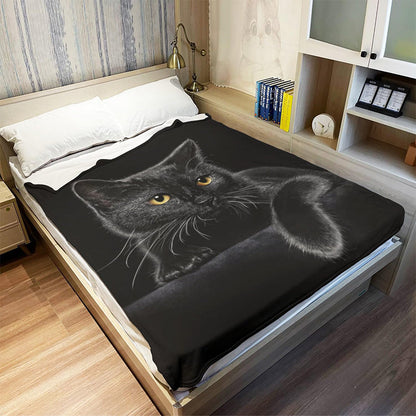 ⏳DERNIER JOUR DES SOLDES 50 % DE RÉDUCTION !⏰🐱Chat noir – Couverture douillette pour toutes les saisons