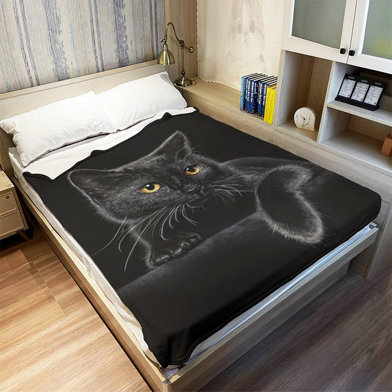 🐱 50% DE RÉDUCTION MAINTENANT ! ✨ Couverture Toutes Saisons Black Cat - Ultra Douce & Confortable, Idéale pour Canapé et Détente 🛋️✨