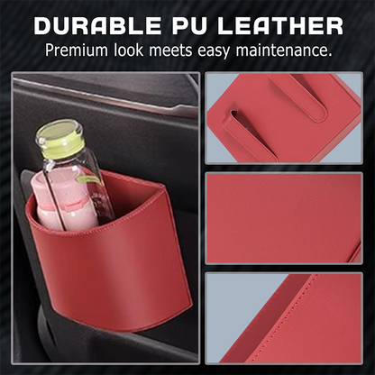 🔥 50 % DE RÉDUCTION ! Porte-gobelet universel en cuir pour portière de voiture – Cuir PU haut de gamme, attache sécurisée & compatible avec bouteilles, smartphones et plus encore 🚗☕
