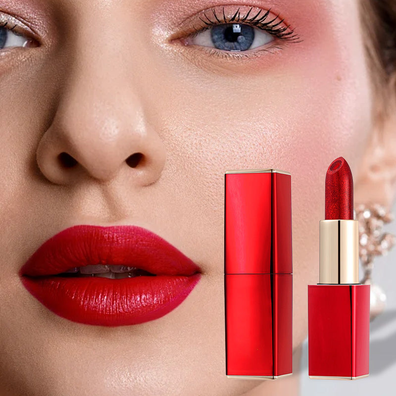 🔥 Promotion Éclair de Noël – 49% de réduction ! 💄 Rouge à Lèvres Pailleté Hydratant qui Change de Couleur – Double Couche, Longue Tenue & Activation Thermique