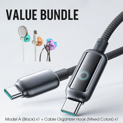 Lot promotionnel : Câble de charge rapide à coupure intelligente + Crochet organiseur de câbles