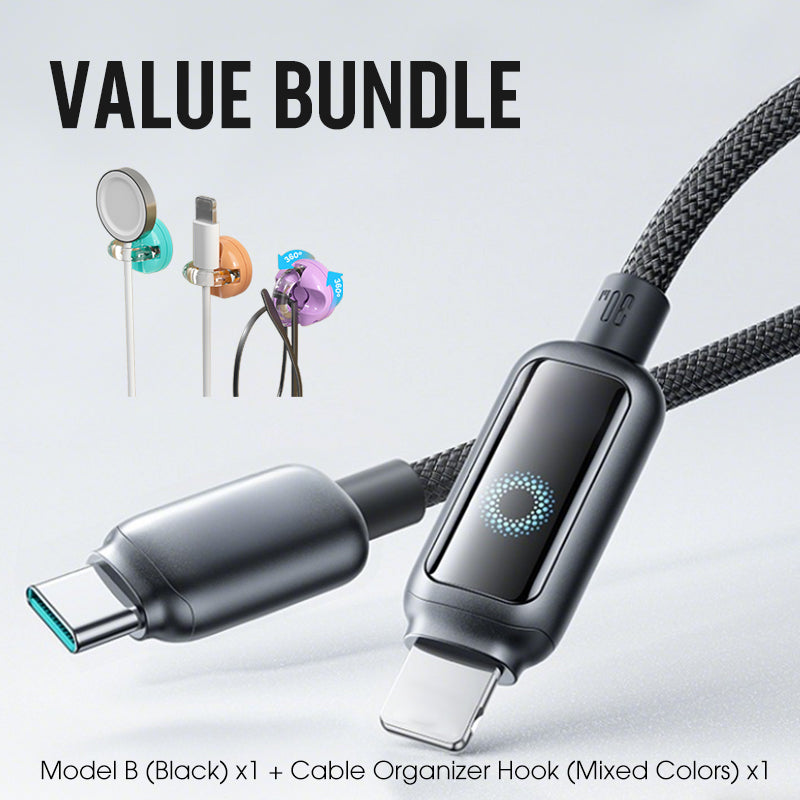 Lot promotionnel : Câble de charge rapide à coupure intelligente + Crochet organiseur de câbles