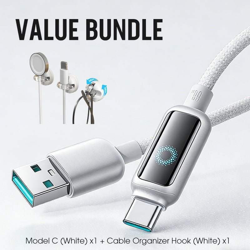 Lot promotionnel : Câble de charge rapide à coupure intelligente + Crochet organiseur de câbles