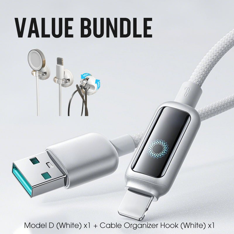 Lot promotionnel : Câble de charge rapide à coupure intelligente + Crochet organiseur de câbles