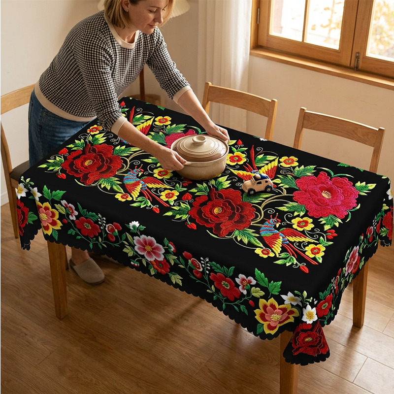 🔥Vente chaude🔥Nappe florale mexicaine avec bord festonné (50% de réduction)