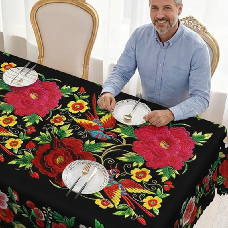 🔥Vente chaude🔥Nappe florale mexicaine avec bord festonné (50% de réduction)