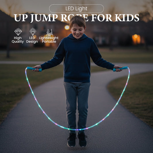 📢📢 Achetez-en un, obtenez-en un gratuitement ! 🏅 Corde à sauter lumineuse à LED pour enfants – trois modes d'éclairage, longueur réglable, poignées antidérapantes ! ⏰✨👧