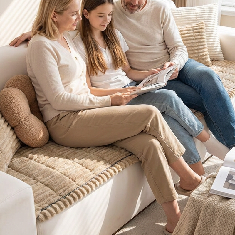 Coussin de canapé antidérapant en velours côtelé matelassé
