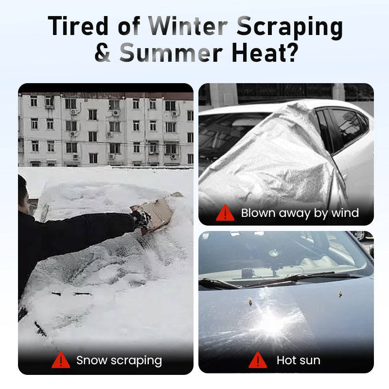 🚗❄️ 50% de réduction ! Housse de neige épaisse pour pare-brise toutes saisons – Protection hiver/été, anti-vent & bandes réfléchissantes