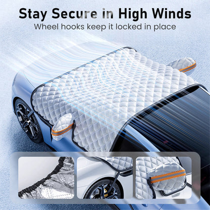 🚗❄️ 50% de réduction ! Housse de neige épaisse pour pare-brise toutes saisons – Protection hiver/été, anti-vent & bandes réfléchissantes