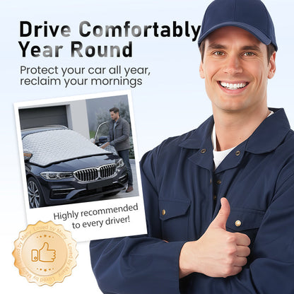 🚗❄️ 50% de réduction ! Housse de neige épaisse pour pare-brise toutes saisons – Protection hiver/été, anti-vent & bandes réfléchissantes