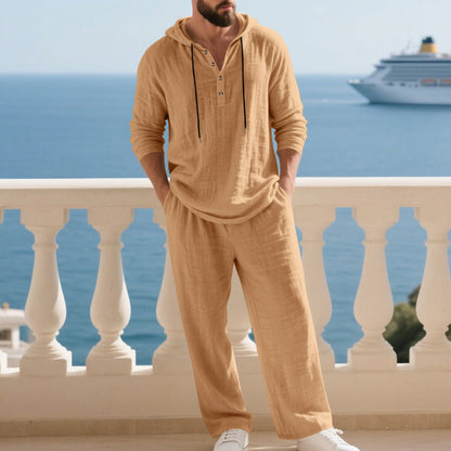 🔈🔈OFFRE À DURÉE LIMITÉE - 50 % DE RÉDUCTION🔥Ensemble 2 pièces pour homme : haut à capuche ample et pantalon