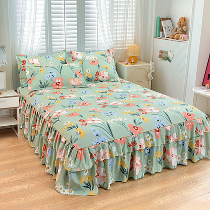 📢📢50 % de réduction !! ⏰Ensemble de jupe de lit à volants 3 pièces🛏️