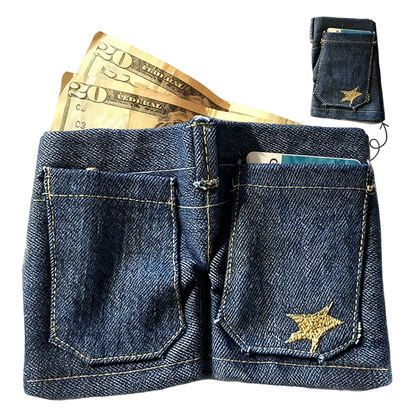 Stylish Creative Mini Jeans-Shaped Wallet → Portefeuille créatif mini en forme de jean élégant