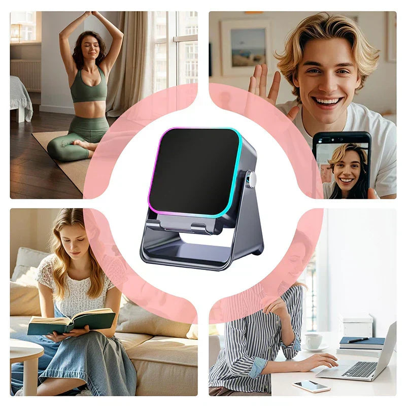 🔥VENTE LIMITÉE 50 % DE RÉDUCTION🔥🎵 Enceinte 5-en-1 avec support téléphone – Son par induction, recharge et lumière d’ambiance, tout en un !