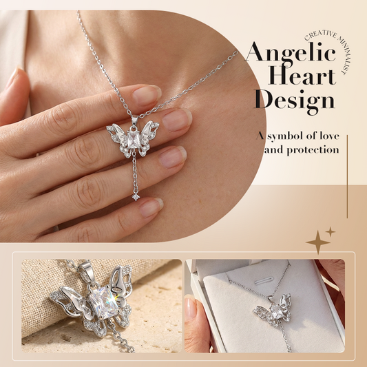 👀 Vous hésitez encore ? Vos concurrents ont déjà passé commande ! 👀 Collier Cœur-Ailes d'Ange avec Pampille