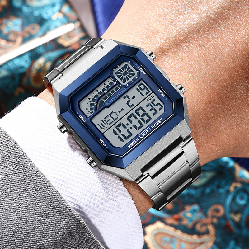 ⌚ 50 % DE RÉDUCTION ! ⏱️ Montre numérique unisexe avec écran carré – affichage lumineux, étanche jusqu'à 50 mètres et bracelet léger et résistant 🌙