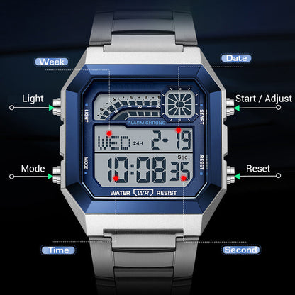 ⌚ 50 % DE RÉDUCTION ! ⏱️ Montre numérique unisexe avec écran carré – affichage lumineux, étanche jusqu'à 50 mètres et bracelet léger et résistant 🌙