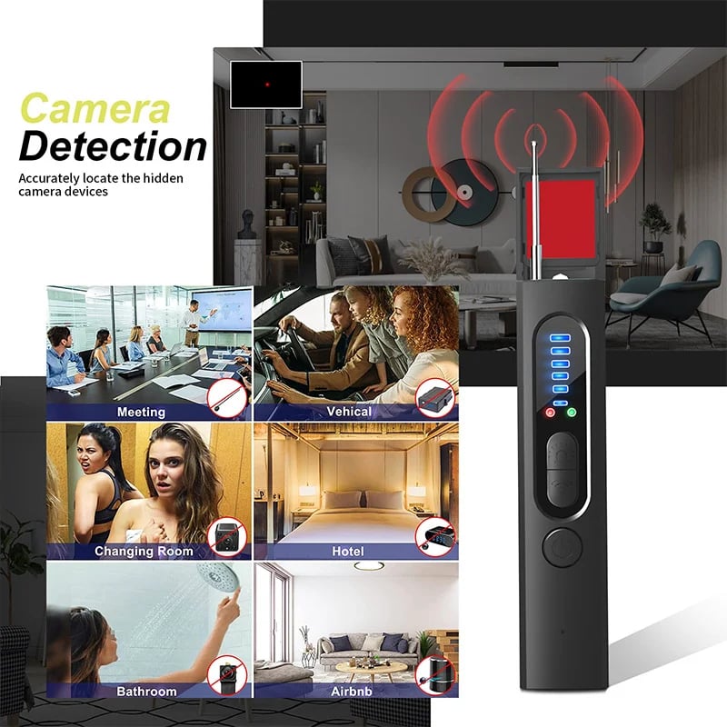🥳 VENTE FLASH 2026 🥳 🏨 –50 % ! Détecteur anti-espion – 5 modes de détection, sensibilité réglable sur 6 niveaux. Détecte les caméras cachées, les micros et les traceurs GPS. Restez en sécurité à l'hôtel, en voiture ou en cabine d'essayage ! 🌟💪