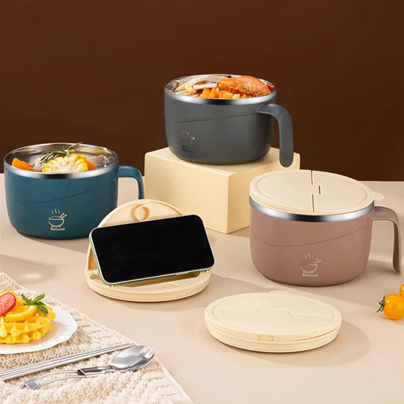 ⏳DERNIER JOUR DE SOLDES 50 % DE RÉDUCTION💕Bol à nouilles instantanées multifonctionnel en acier inoxydable 304, grande capacité, anti-brûlure