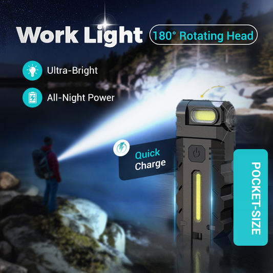 💎 50% DE RÉDUCTION ! 💎 Lampe de Travail LED à Tête Pivotante 180° – Double Faisceau, Base Magnétique & Recharge USB-C 🔦🔋