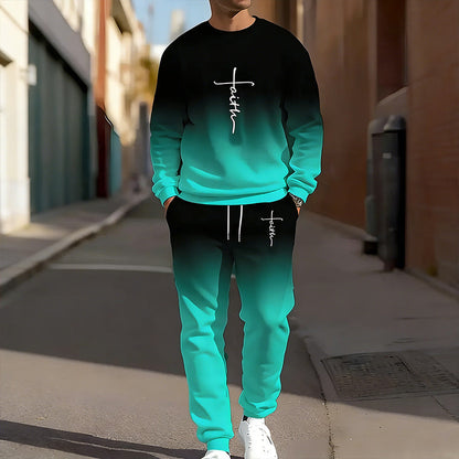 💎 60% DE RÉDUCTION ! 💎 Ensemble Survêtement Homme à Col Rond – Dégradé Tendance, Tissu Doux & Respirant 🌫️👕👖