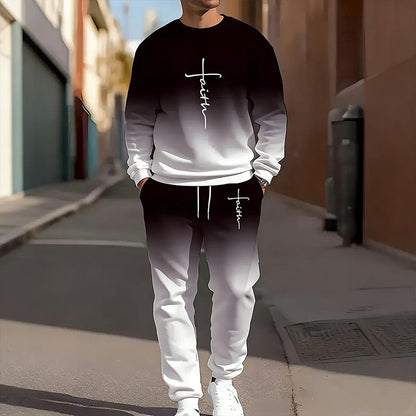 💎 60% DE RÉDUCTION ! 💎 Ensemble Survêtement Homme à Col Rond – Dégradé Tendance, Tissu Doux & Respirant 🌫️👕👖