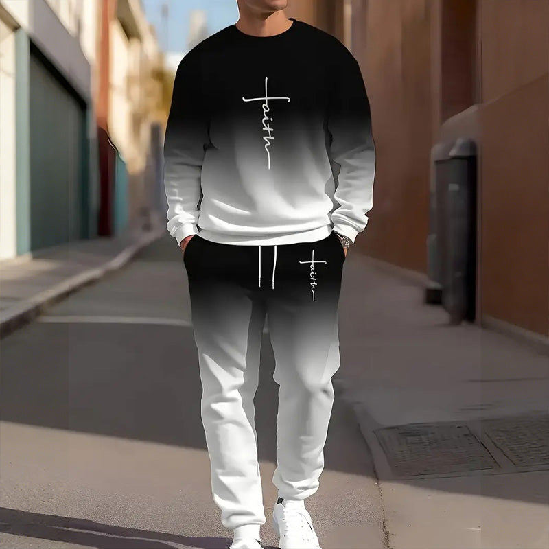 💎 60% DE RÉDUCTION ! 💎 Ensemble Survêtement Homme à Col Rond – Dégradé Tendance, Tissu Doux & Respirant 🌫️👕👖