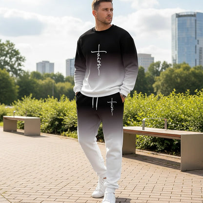 💎 60% DE RÉDUCTION ! 💎 Ensemble Survêtement Homme à Col Rond – Dégradé Tendance, Tissu Doux & Respirant 🌫️👕👖