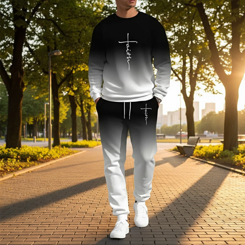 💎 60% DE RÉDUCTION ! 💎 Ensemble Survêtement Homme à Col Rond – Dégradé Tendance, Tissu Doux & Respirant 🌫️👕👖