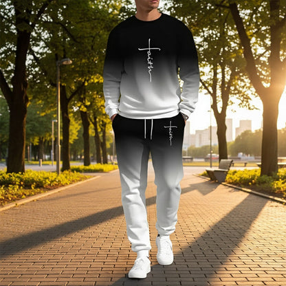 💎 60% DE RÉDUCTION ! 💎 Ensemble Survêtement Homme à Col Rond – Dégradé Tendance, Tissu Doux & Respirant 🌫️👕👖