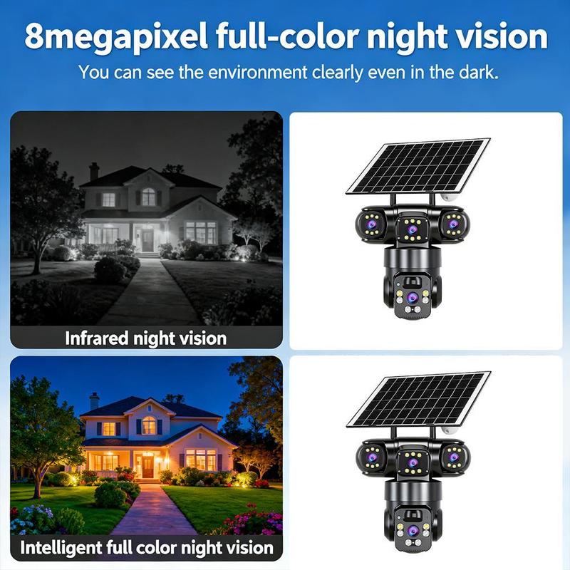 📹☀️ Offre à durée limitée : 64 % de réduction ! Caméra de sécurité extérieure Wi-Fi 6K 9 MP à triple objectif 🌳