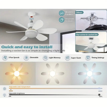 💨 54 % de réduction ! 💡 Ventilateur suspendu portable 2-en-1 avec télécommande — Idéal pour la chambre, le bureau et les voyages 🏠