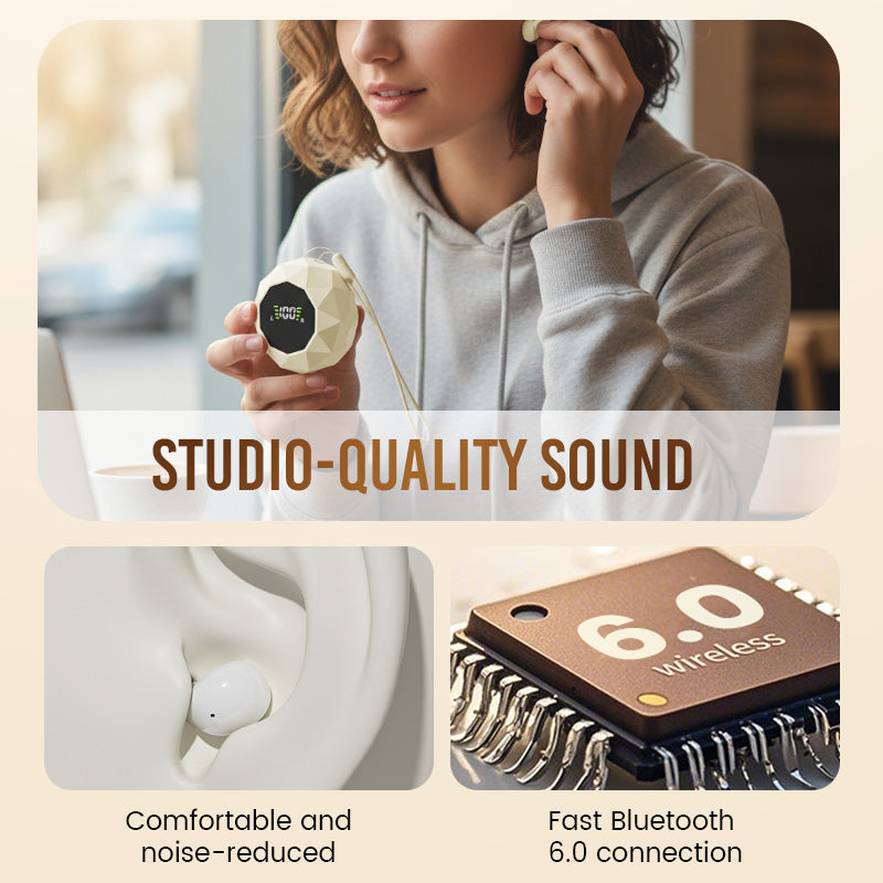 🌞 Soldes de printemps – 50 % de réduction ! 🎧 Écouteurs sans fil premium avec écran LED | Boîtier de chargement diamant unique avec cordon | Bluetooth 6.0 & basses profondes