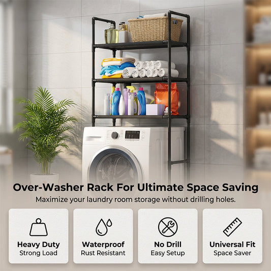 Étagère de rangement pour salle de bains et buanderie, sans perçage