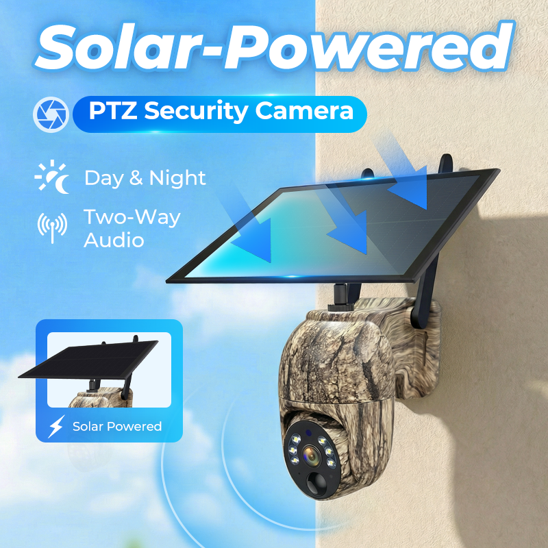 🔥🎥 Caméra de sécurité solaire sans fil – 💎 Prévisualisation en temps réel en HD 2K, couverture panoramique à 360°, sans Wi-Fi, contrôle à distance via l'application, étanche, détection de mouvement, vision nocturne, adaptée à une utilisation en extér